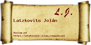 Latzkovits Jolán névjegykártya