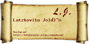 Latzkovits Jolán névjegykártya