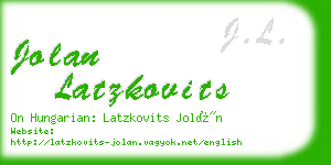 jolan latzkovits business card